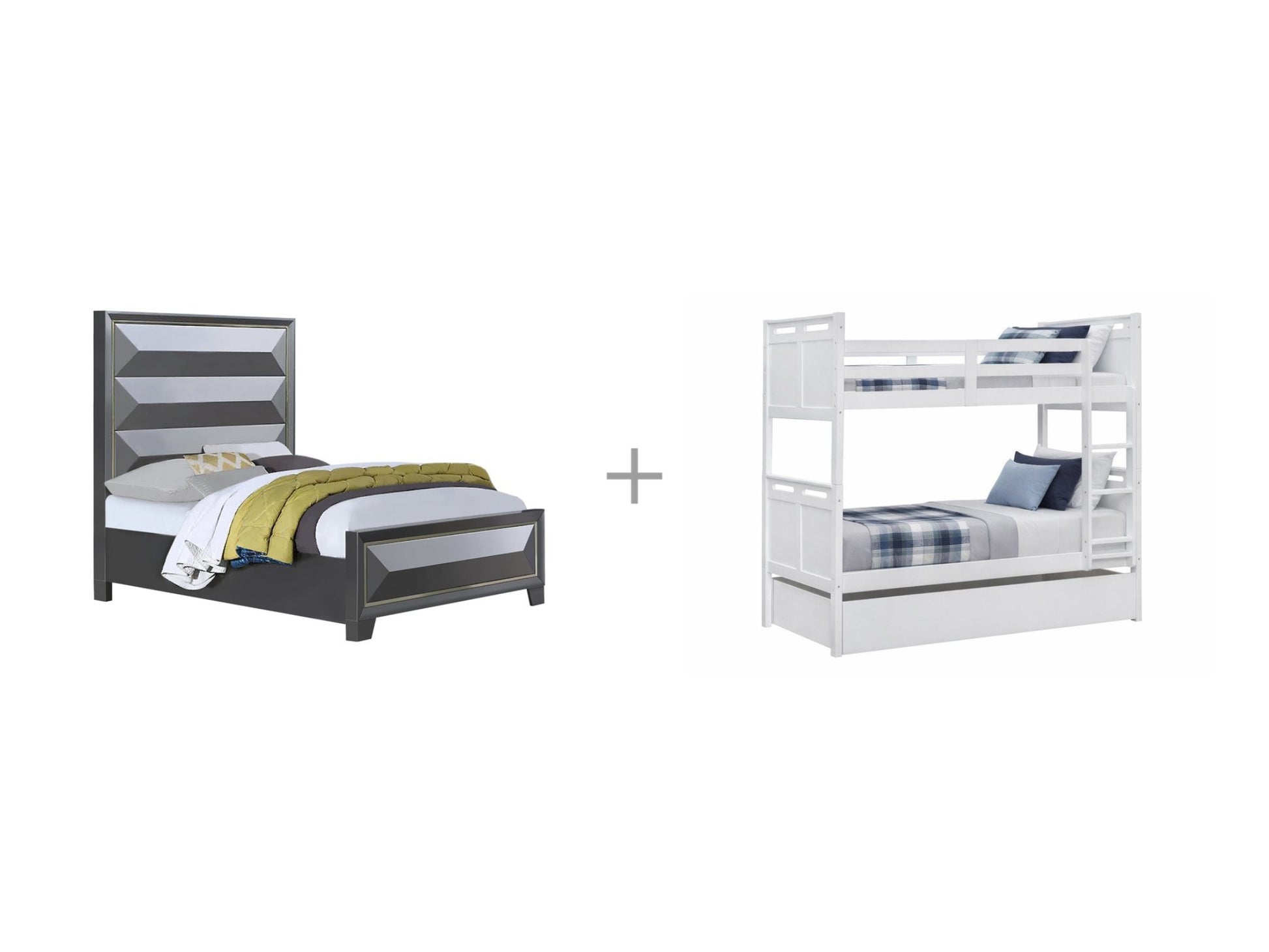 Canyon Bed Light Gray + Treeline Bunk Bed bundle
