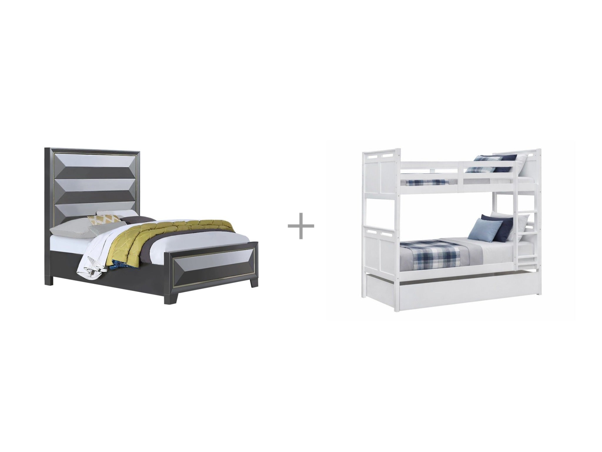 Canyon Bed Light Gray + Treeline Bunk Bed bundle
