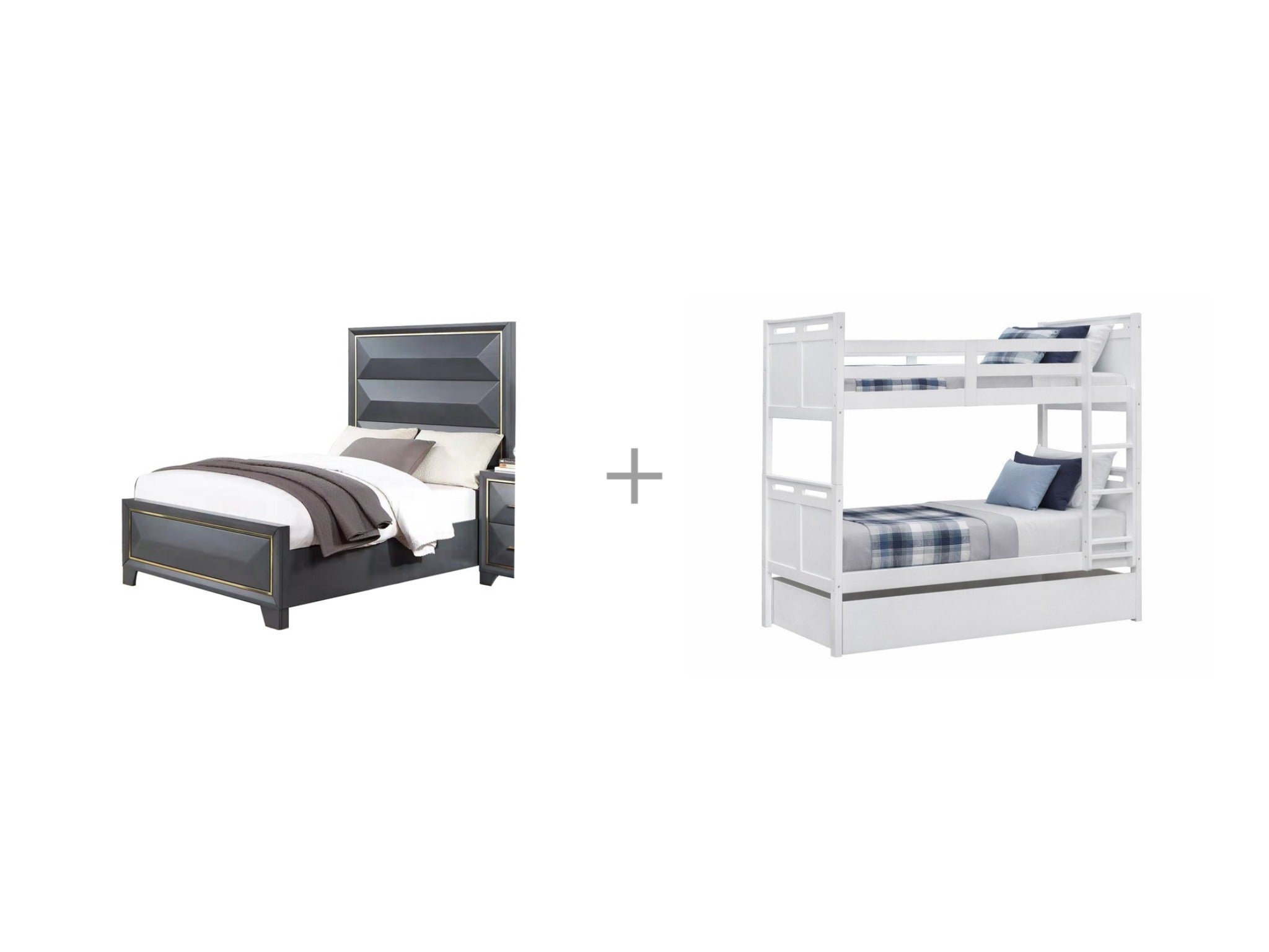 Canyon Bed Dark Gray + Treeline Bunk Bed bundle