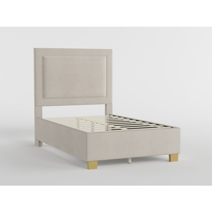 Aspen Bed Greige (Microfiber) with gold legs