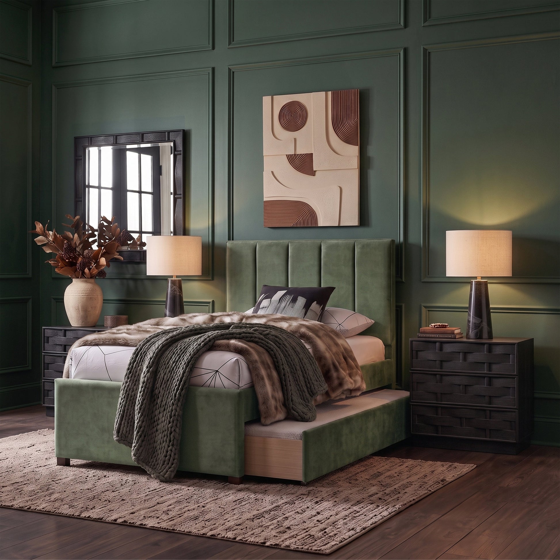 Hudsen Trundle Bed - Green 1