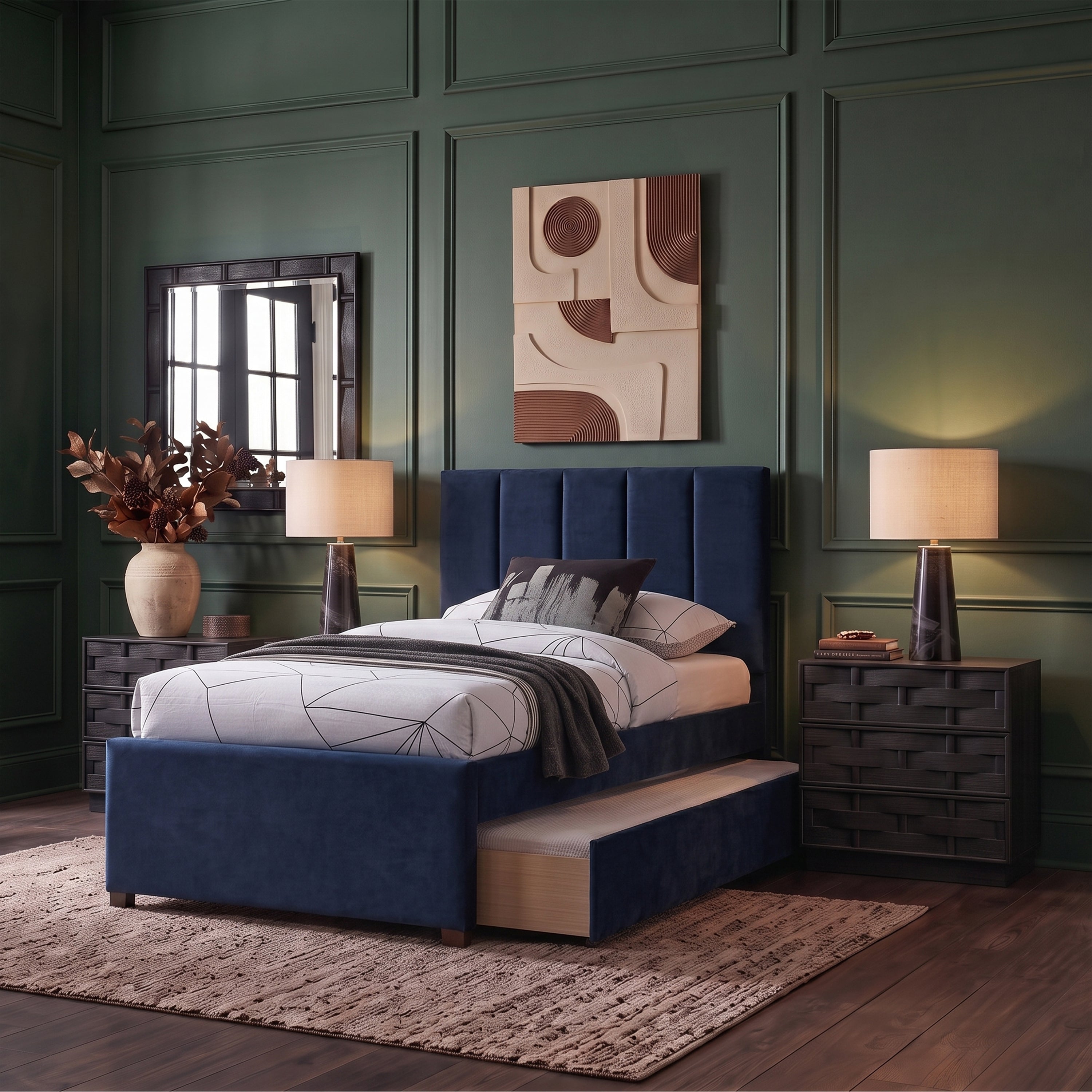 Hudsen Trundle Bed - Navy 1