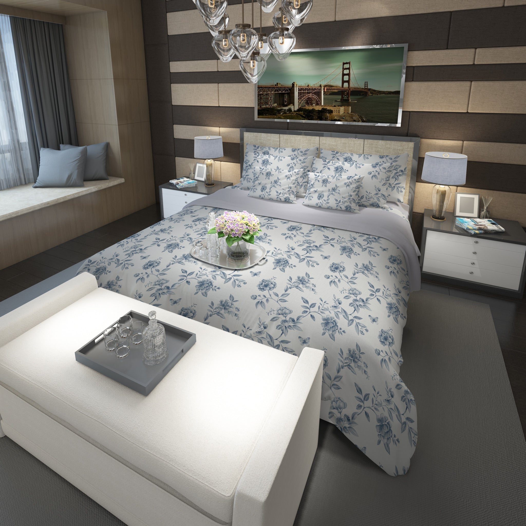 Amalfi Orchard - Blue Bed Linen Set - Blue - 48" Full
