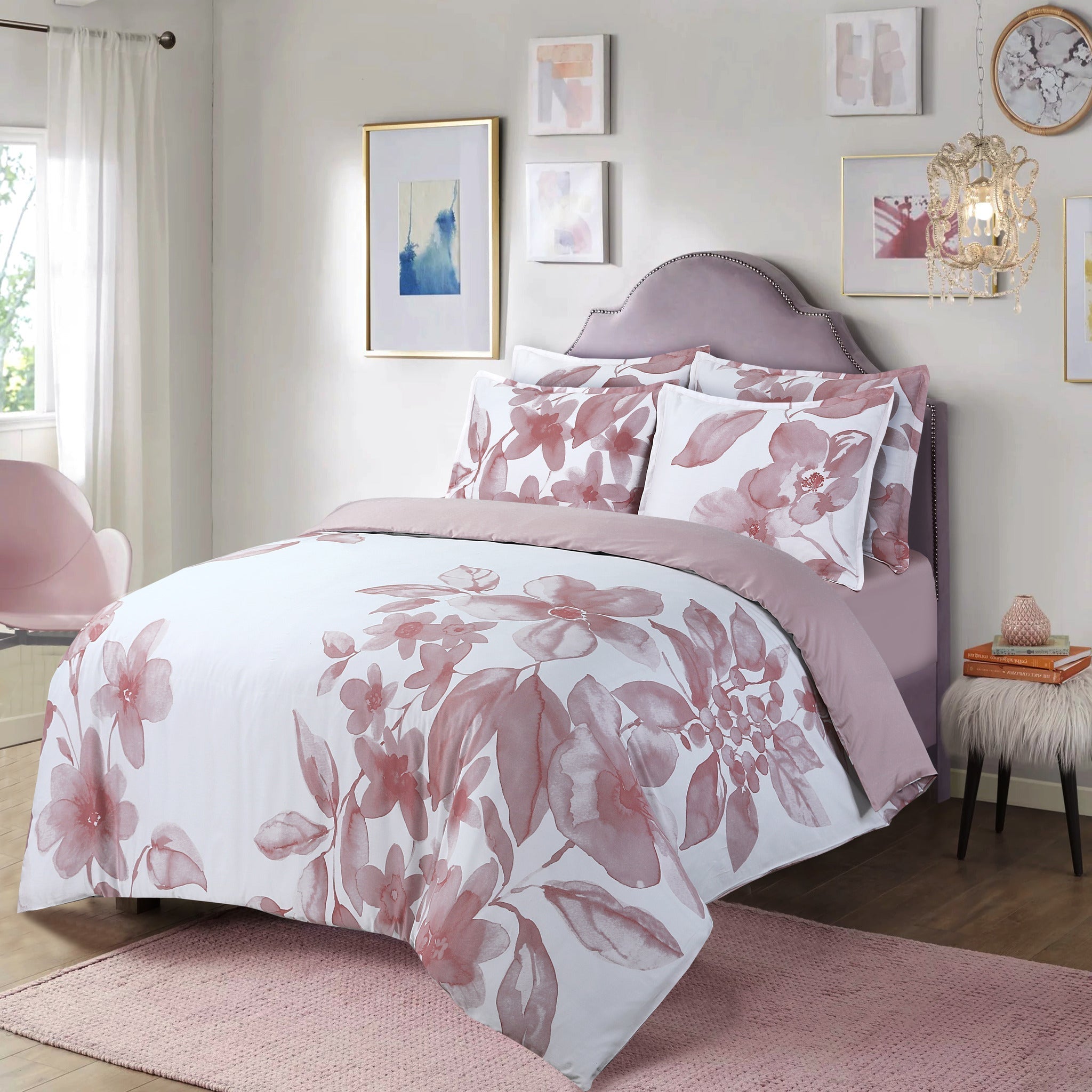 Brussels Beauty - Rose Bed Linen Set - Rose - 44" Twin