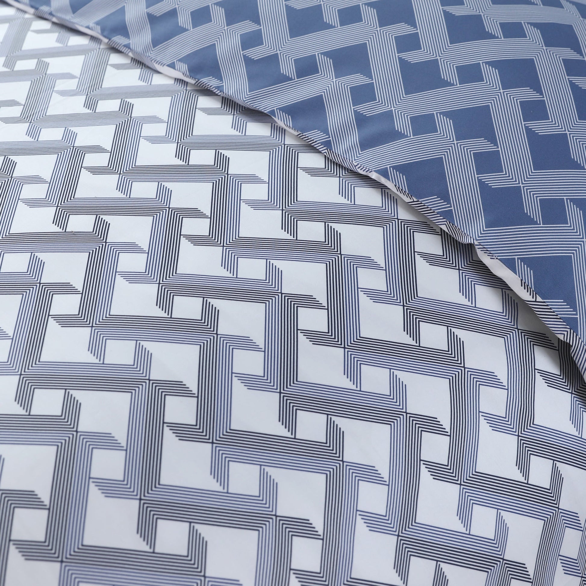 Diamond Braid Bed Linen Set - Blue / Gray - Full