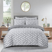Diamond Braid Bed Linen Set - Gray / Dark Gray - Twin