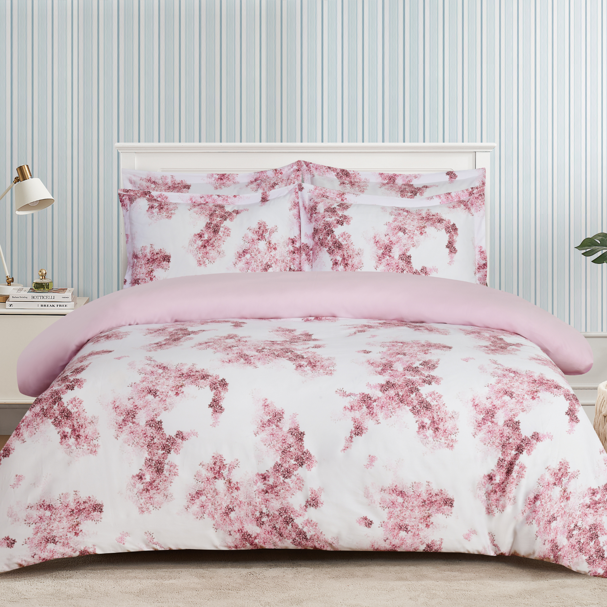 LILAC CASCADE Antique Rose Bed Linen Set - Twin