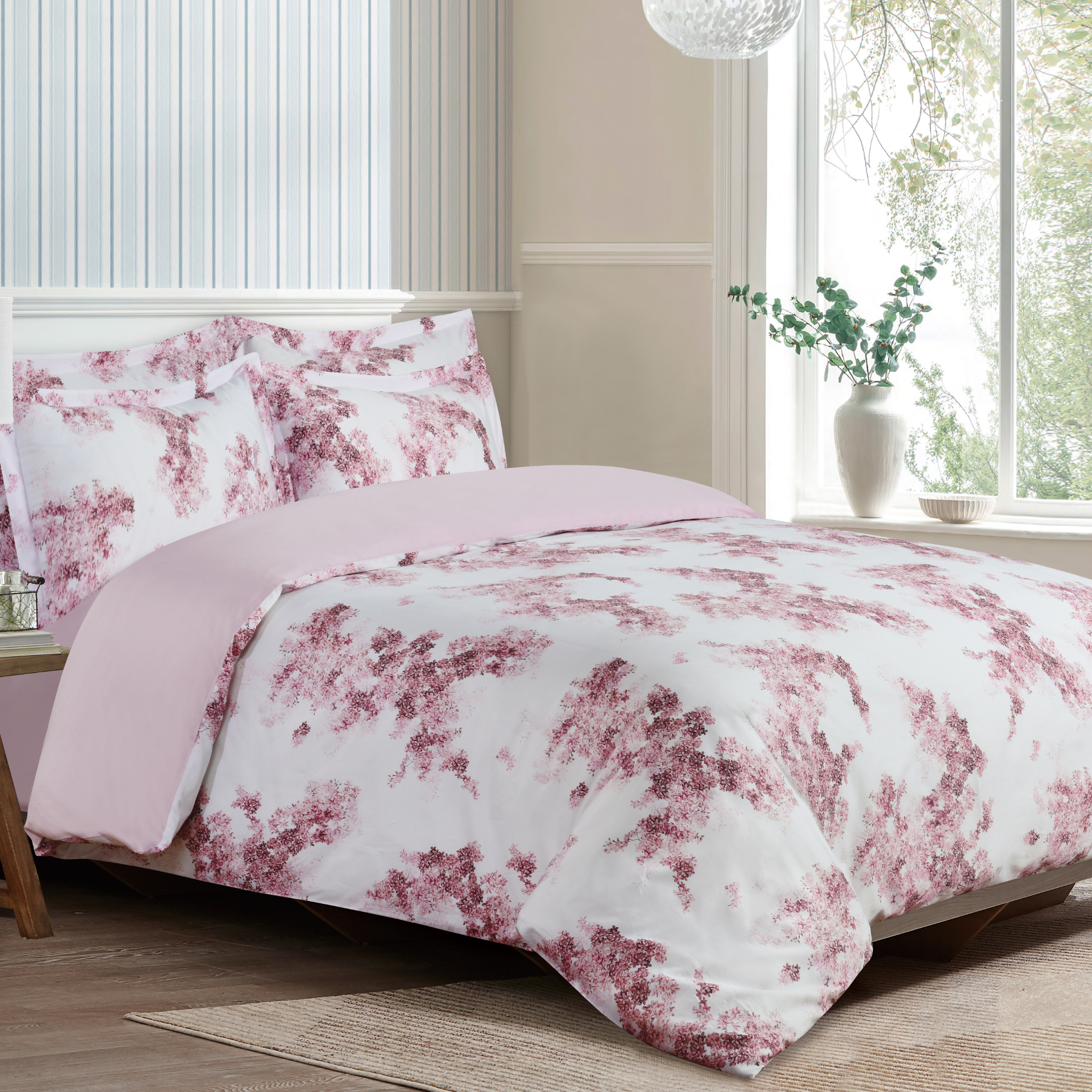 LILAC CASCADE Antique Rose Bed Linen Set - 44" Twin