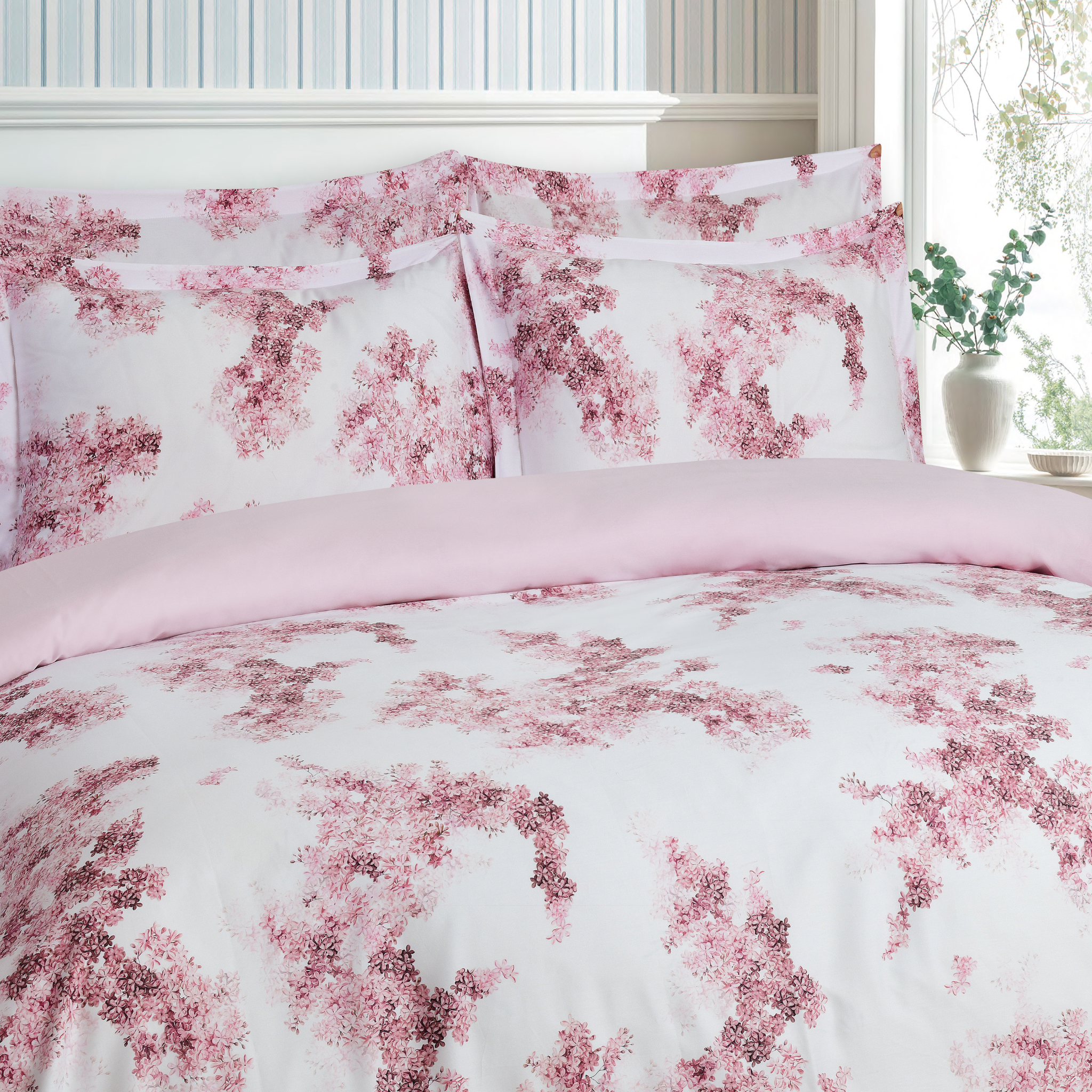 LILAC CASCADE Antique Rose Bed Linen Set - Full