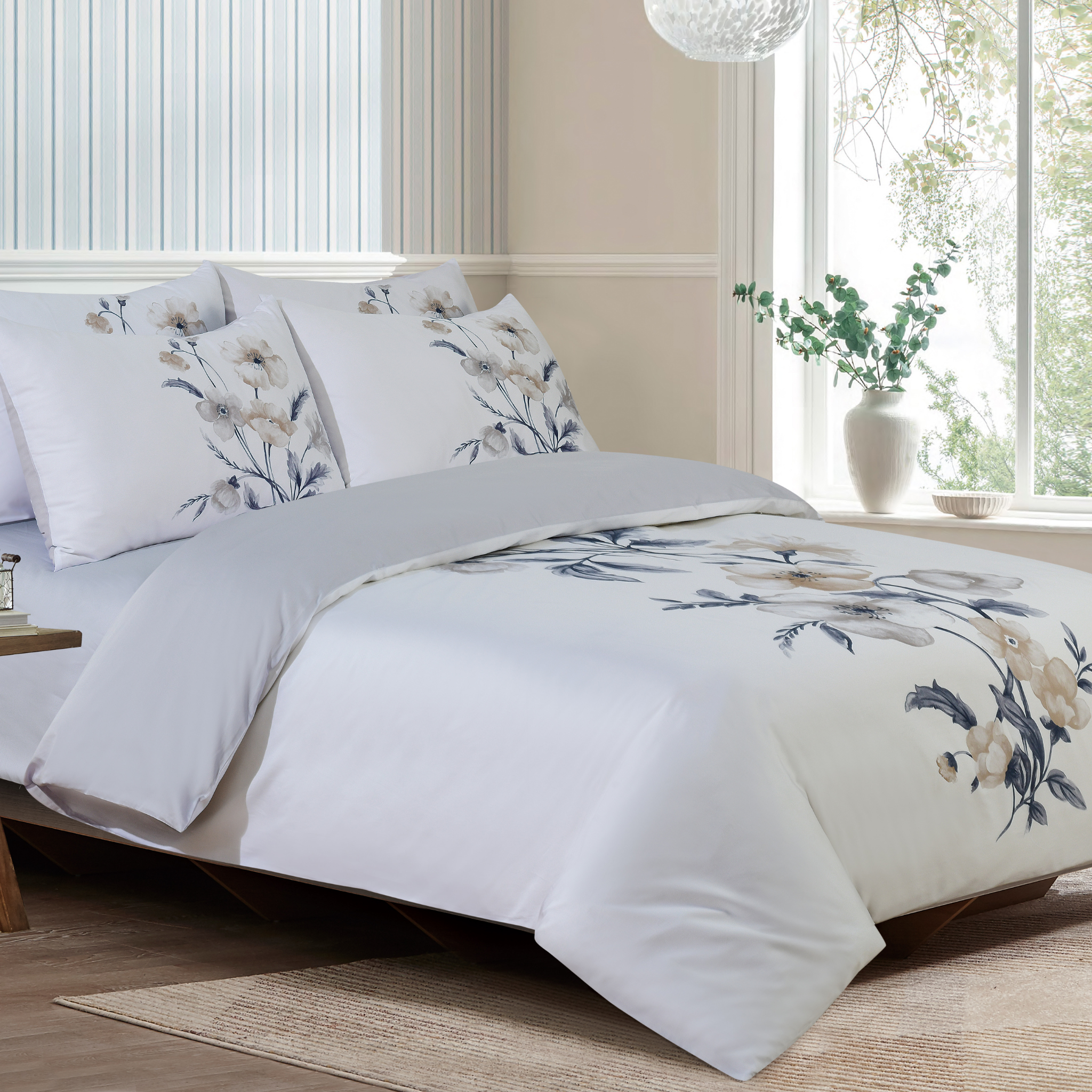 Kingswell Bloom - Blue Bed Linen Set - Blue - 44" Twin