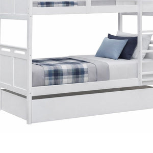 Treeline Storage Box / Trundle in white, shown under a Treeline bed