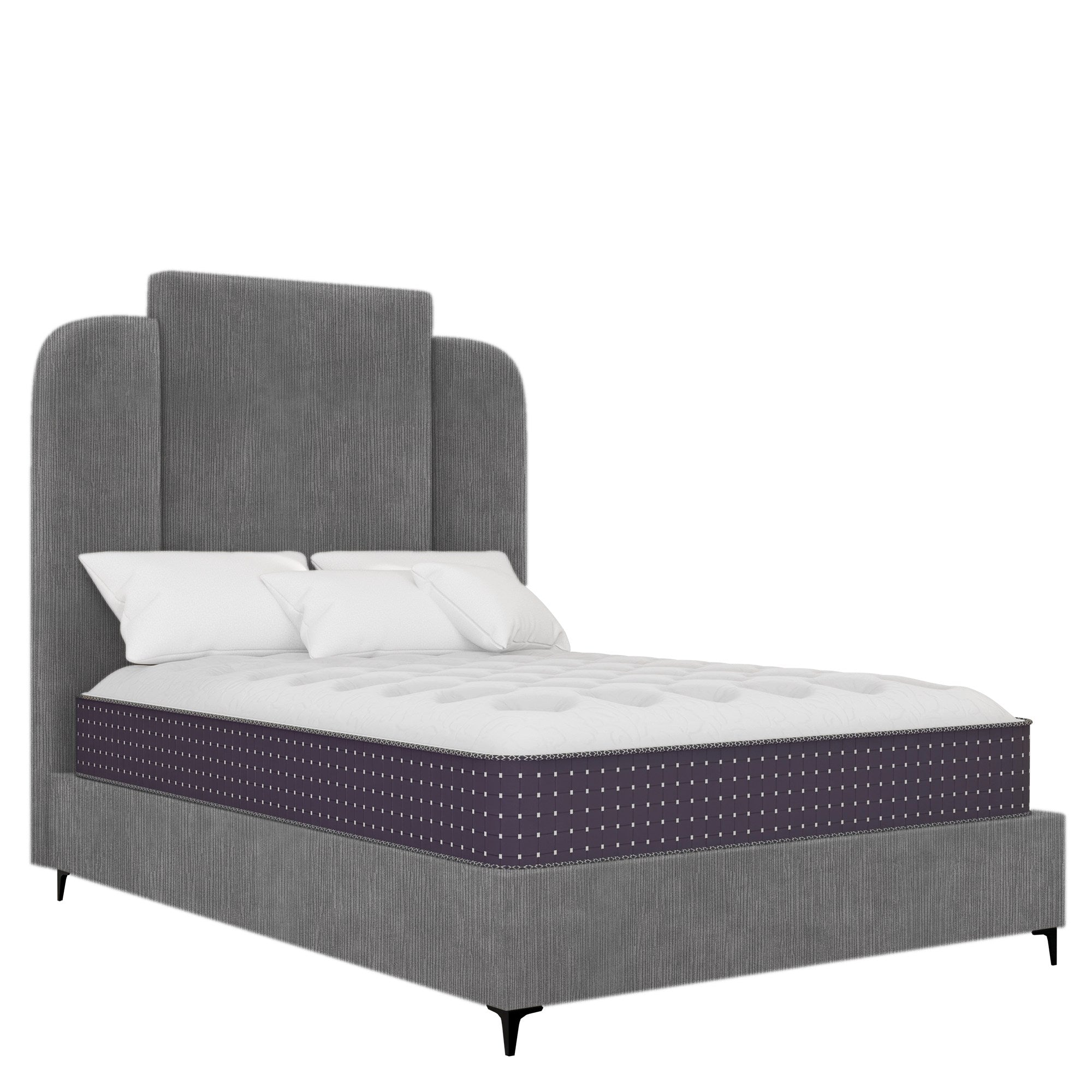 Wave - Rounded - Textured Grey Velvet #34
